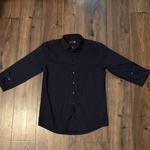 jf j.ferrar Men's Black Long-Sleeve Dress Shirt